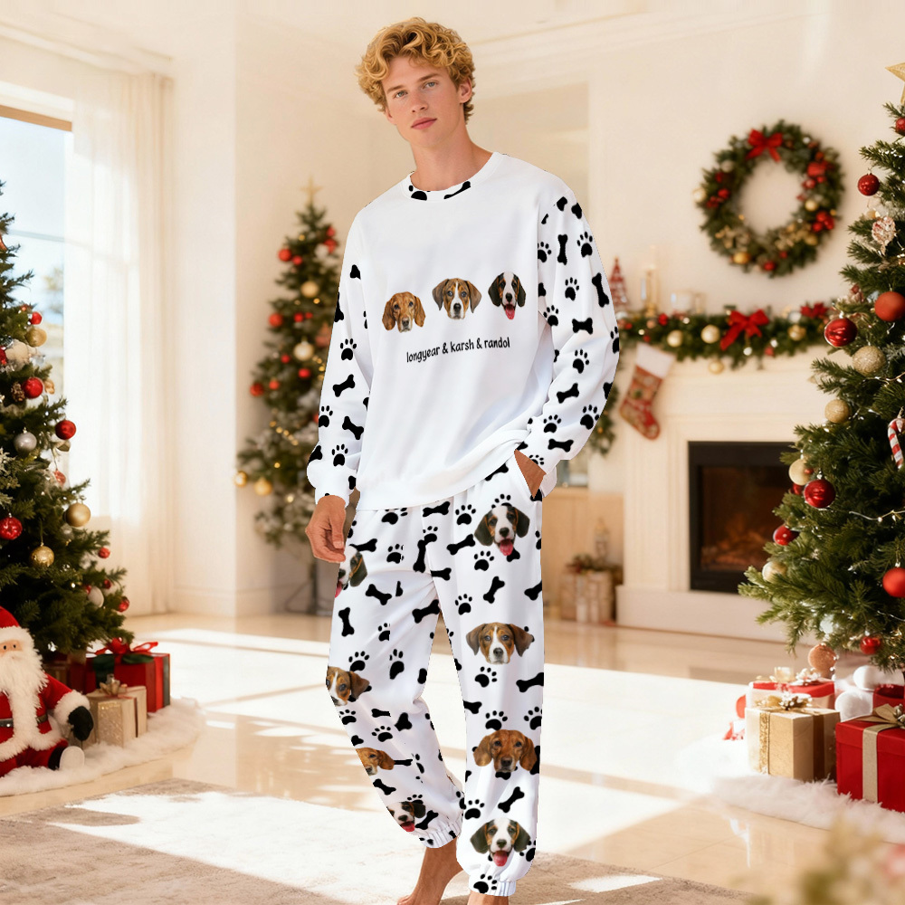 Custom Photo Pet Faces - Gift For Dog Lovers, Cat Lovers - Personalized Unisex Pajamas Set Pajamas For Family - 
