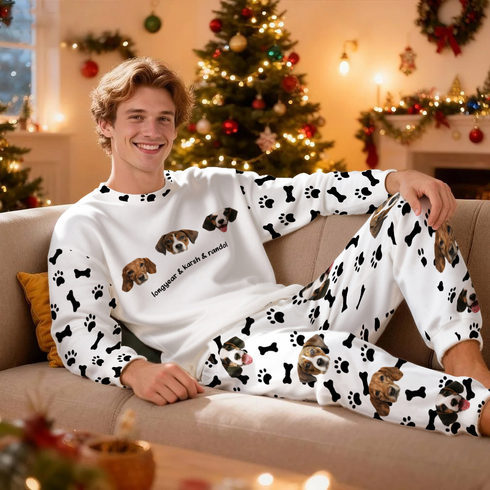 Custom Photo Pet Faces - Gift For Dog Lovers, Cat Lovers - Personalized Unisex Pajamas Set Pajamas For Family - 