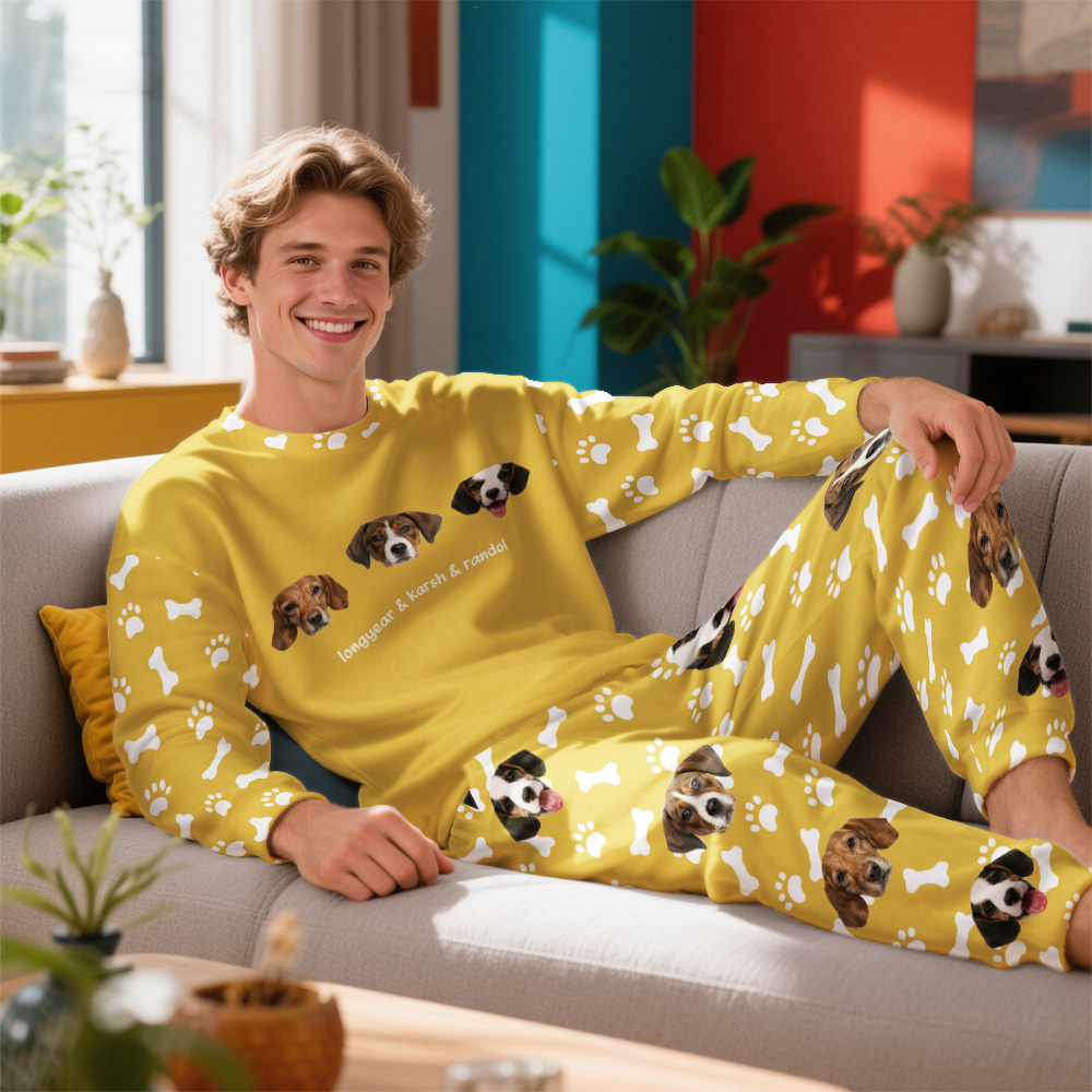 Custom Photo Pet Faces - Gift For Dog Lovers, Cat Lovers - Personalized Unisex Pajamas Set Pajamas For Family - 