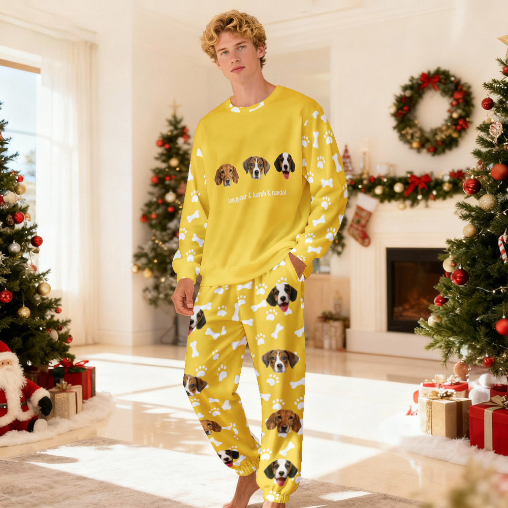 Custom Photo Pet Faces - Gift For Dog Lovers, Cat Lovers - Personalized Unisex Pajamas Set Pajamas For Family - 