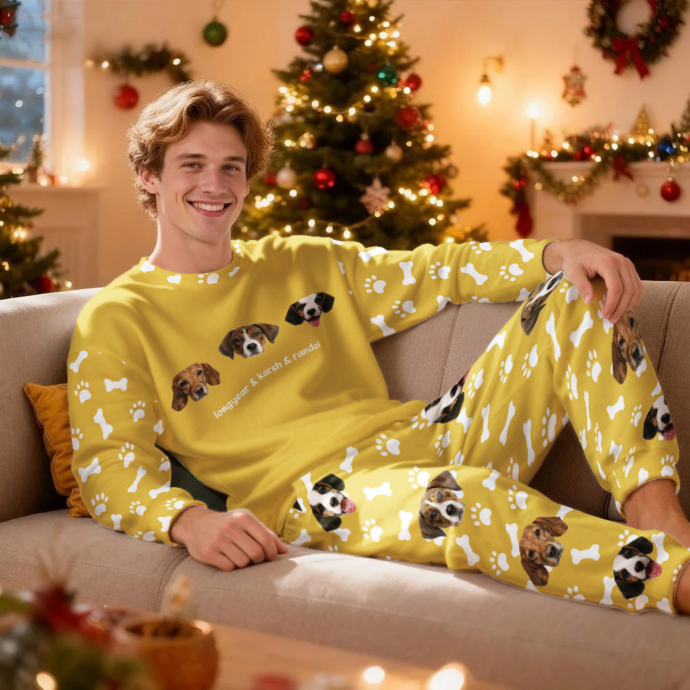 Custom Photo Pet Faces - Gift For Dog Lovers, Cat Lovers - Personalized Unisex Pajamas Set Pajamas For Family - 