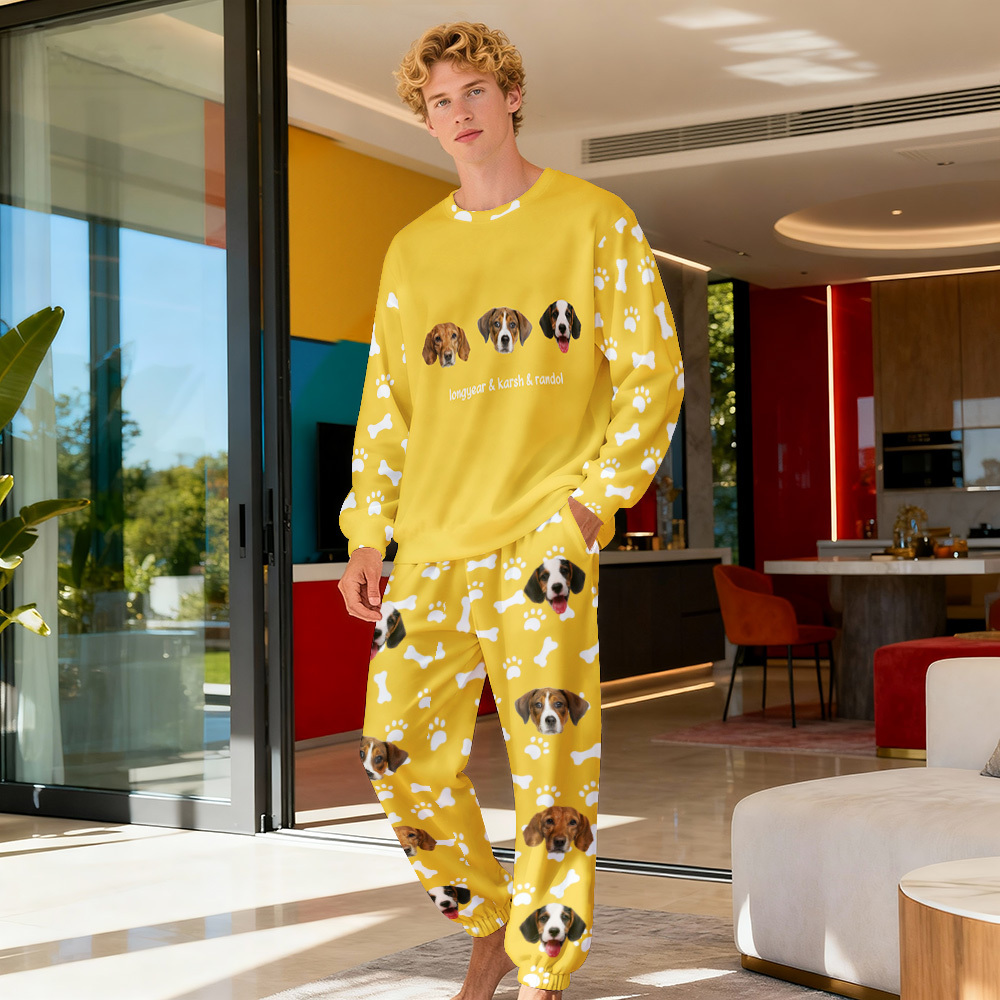 Custom Photo Pet Faces - Gift For Dog Lovers, Cat Lovers - Personalized Unisex Pajamas Set Pajamas For Family - 