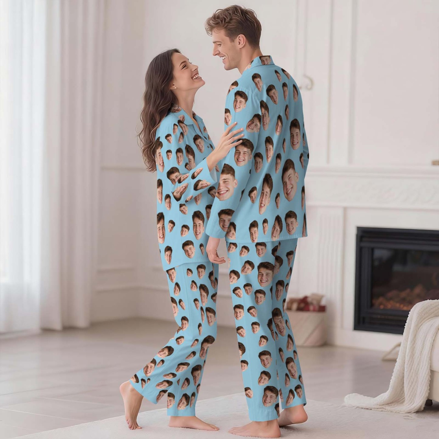 Custom Face Pajama Set,Christmas Pajamas,Personalized Photo Pajamas,Men Women Pajamas Bridal Party Birthday Anniversary Day Gifts,dog gifts - 