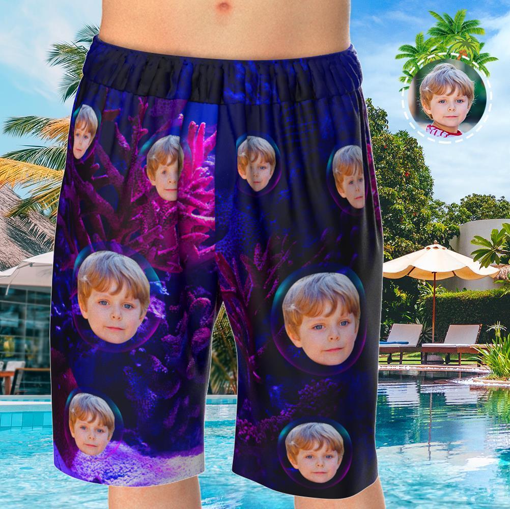 Custom Face Short Sleeve Personalized Pajamas Underwater World Landscape Elements - 