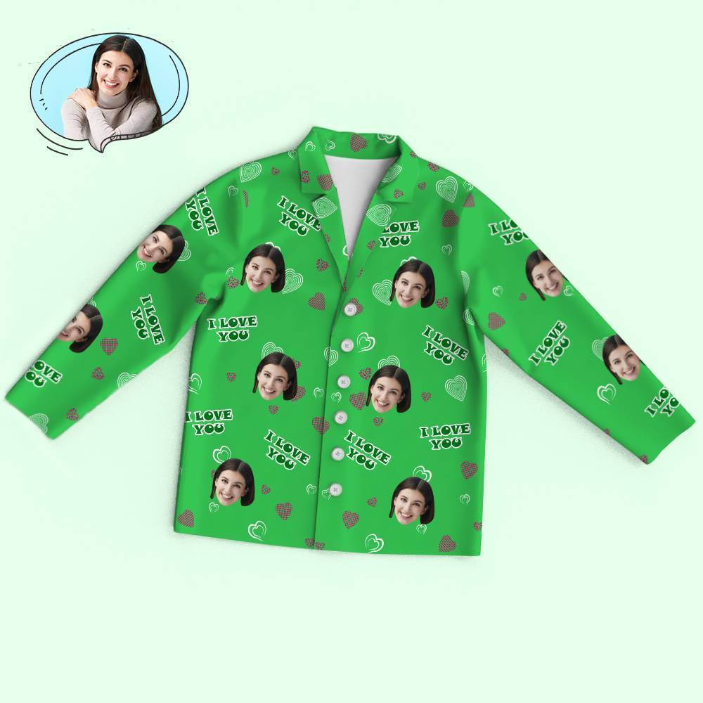 Custom Face Heart Pajamas Set I Love You Personalized Gifts - 