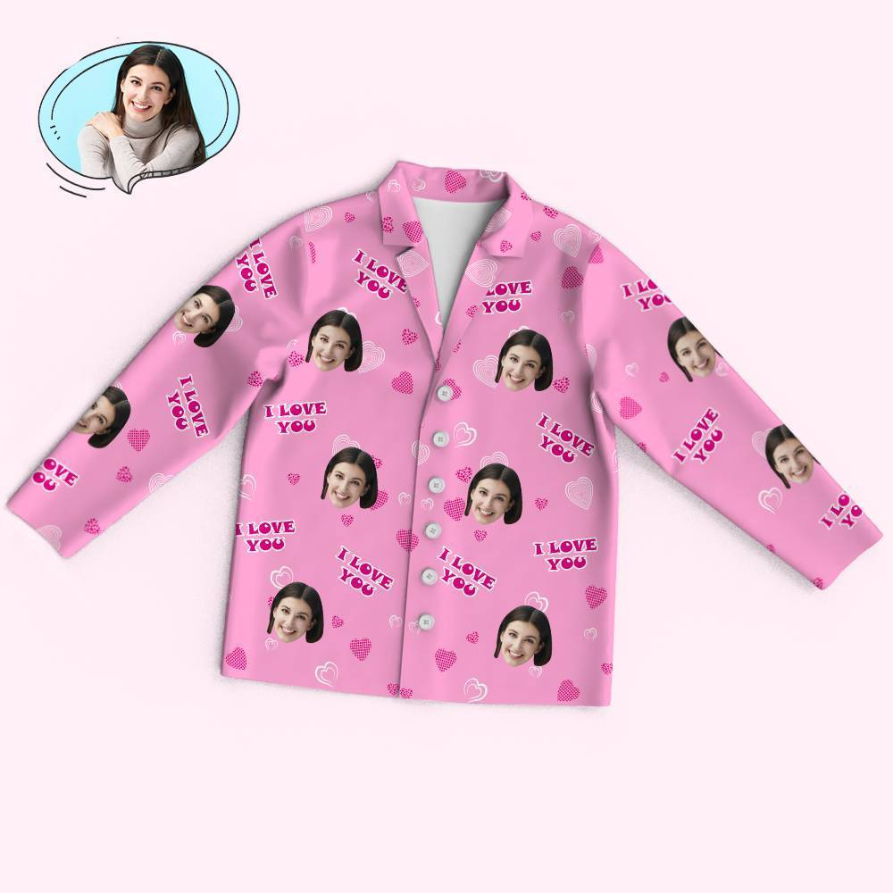 Custom Face Heart Pajamas Set I Love You Personalized Gifts - 