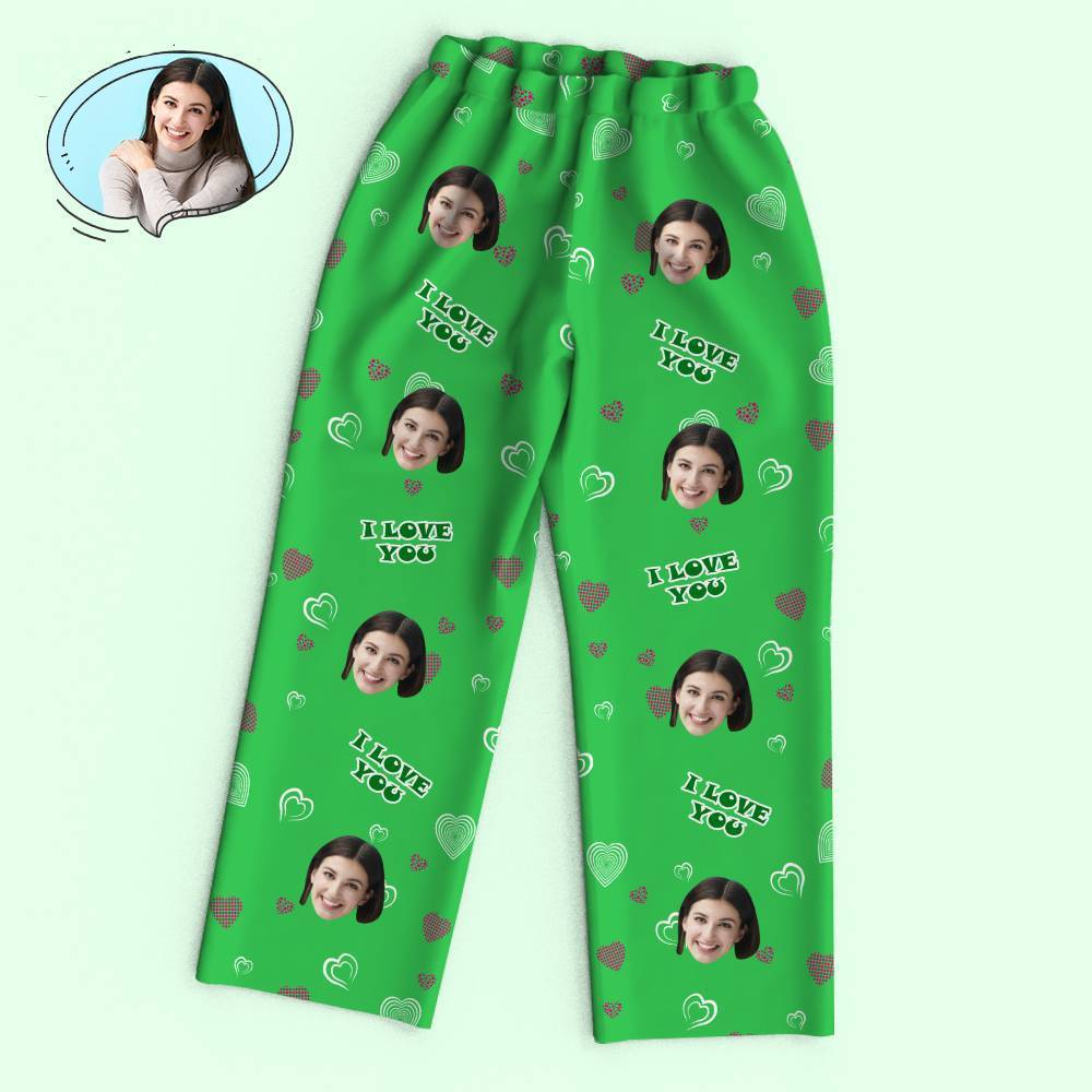 Custom Face Heart Pajamas Set I Love You Personalized Gifts - 