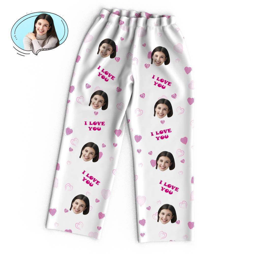 Custom Face Heart Pajamas Set I Love You Personalized Gifts - 