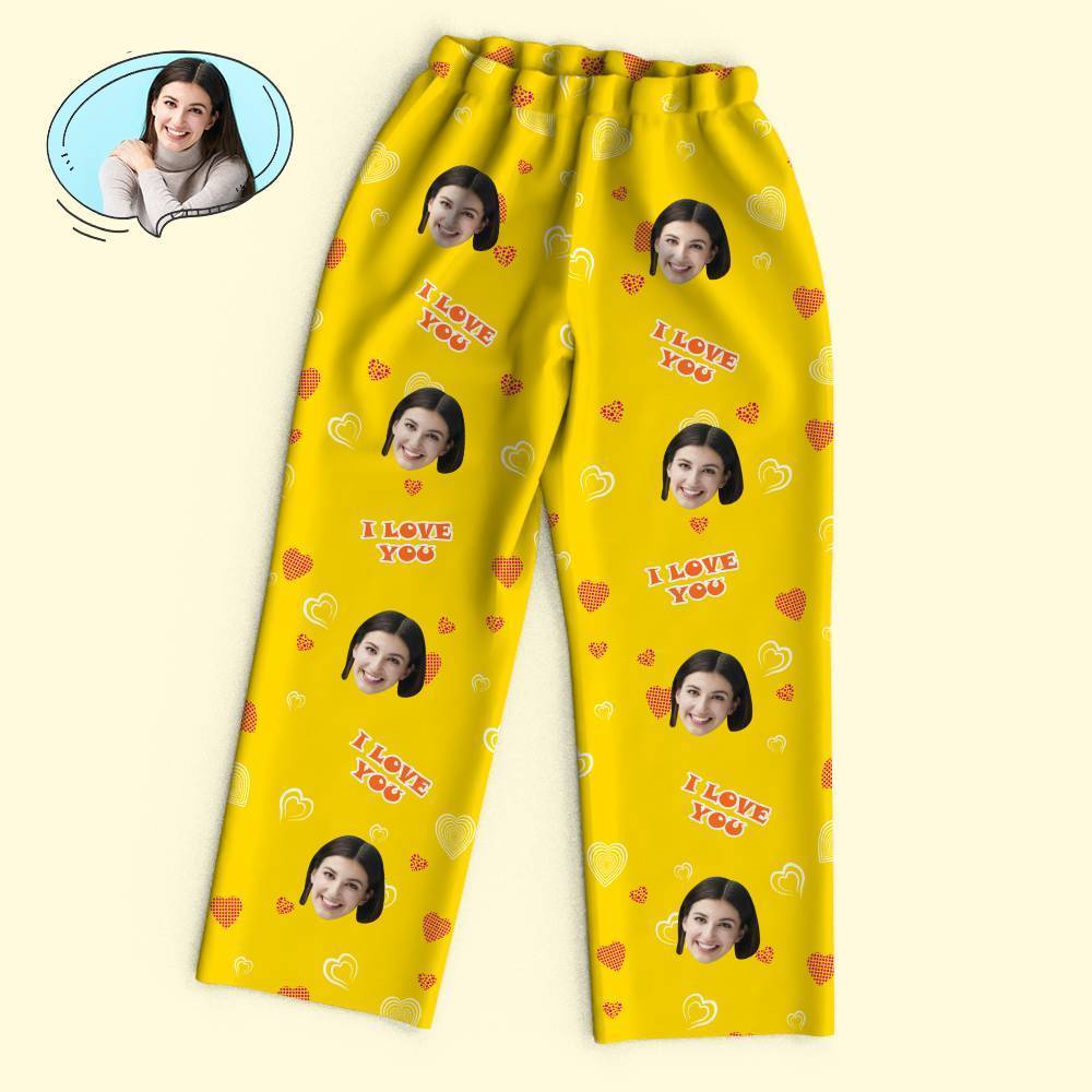 Custom Face Heart Pajamas Set I Love You Personalized Gifts - 