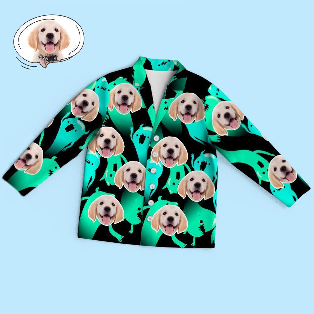 Custom Face Halloween Ghost Print Pajamas - 