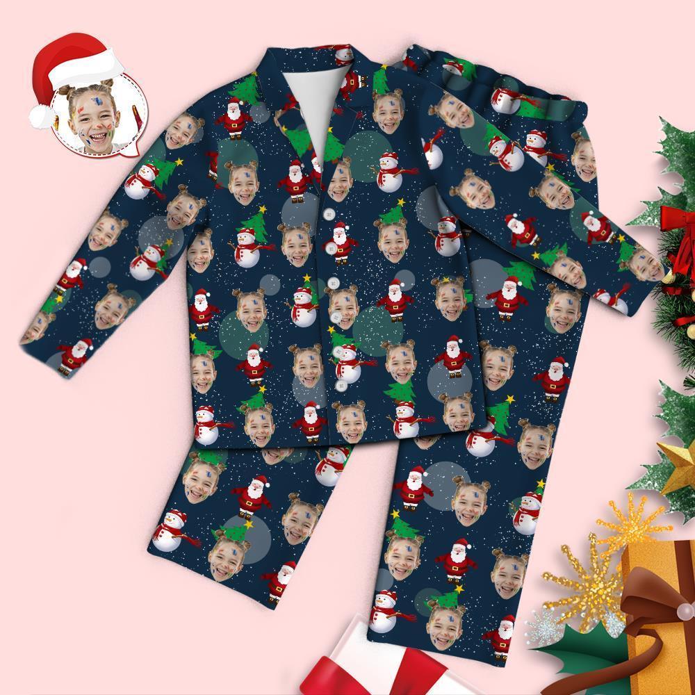 Custom Face Santa Claus and Snowman Christmas Pajamas - 