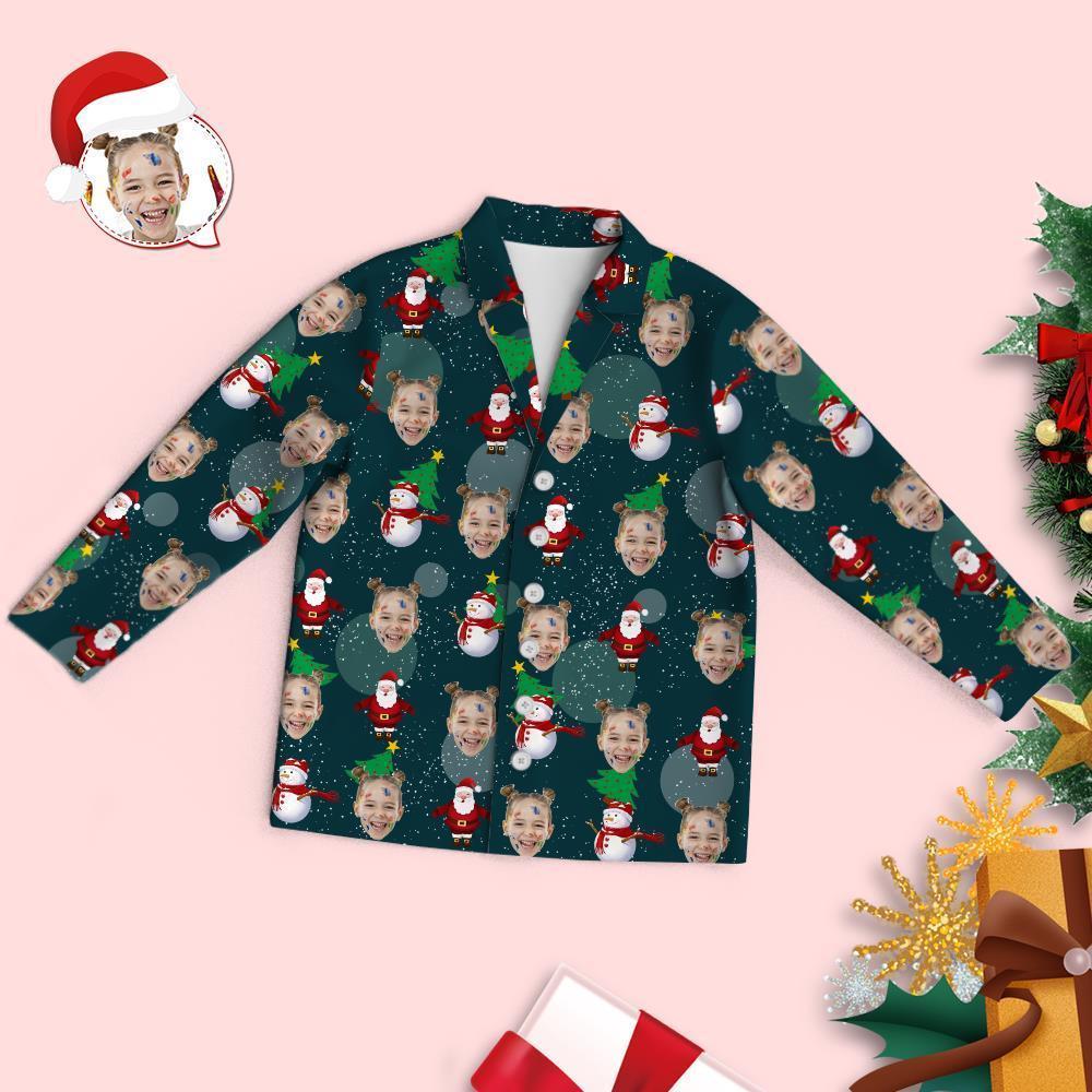 Custom Face Santa Claus and Snowman Christmas Pajamas - 
