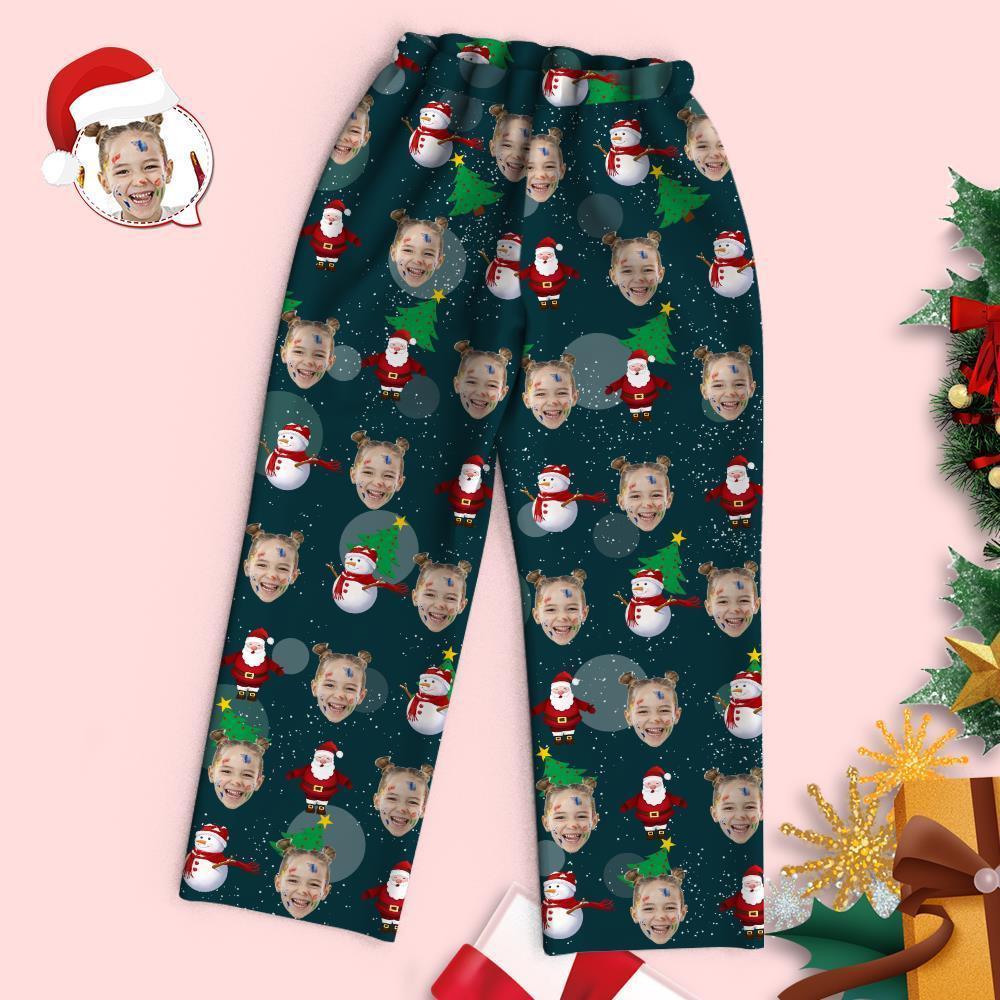 Custom Face Santa Claus and Snowman Christmas Pajamas - 