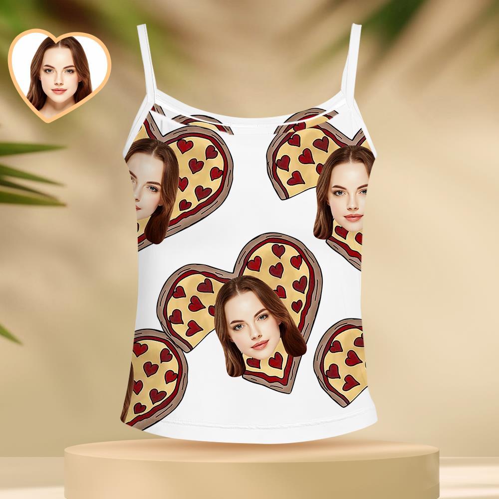 Custom Face Sleepwear Ladies Loose Wide-leg Pants Pizza Heart Pajama - 
