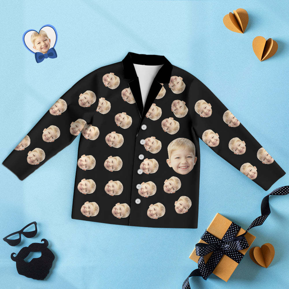 Custom Face Long Sleeve Pajamas Sleepwear Set Father's Day Gift for Dad - Funny Face - 