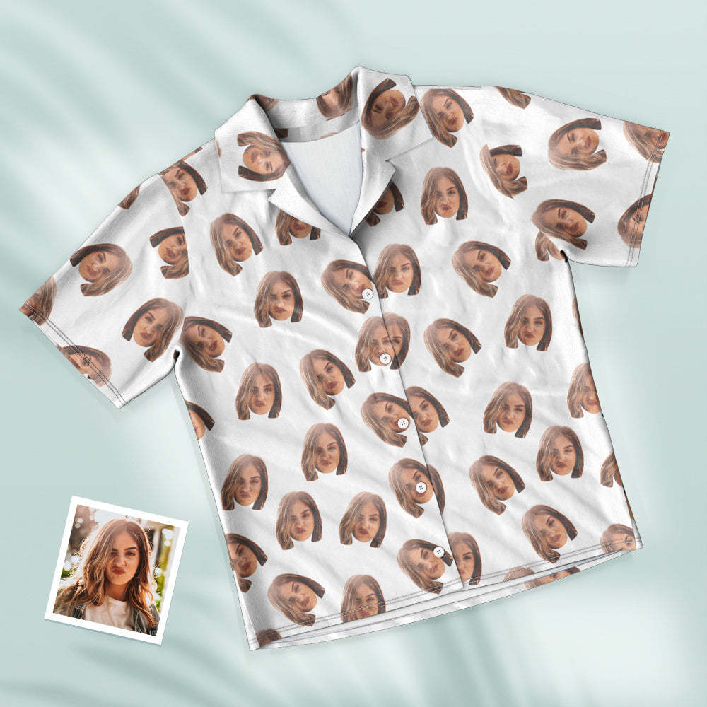 Custom Face Short Sleeved Pajamas Personalised Women's Sleepwear Gifts For Her - 