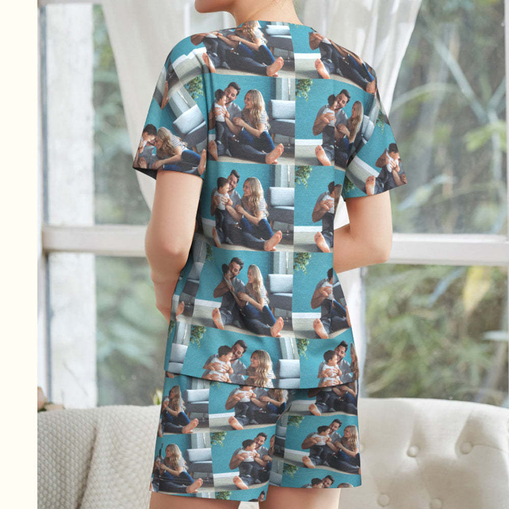 Custom Photo Pajamas Loving Family Short Pajama Set Gift for Women - 