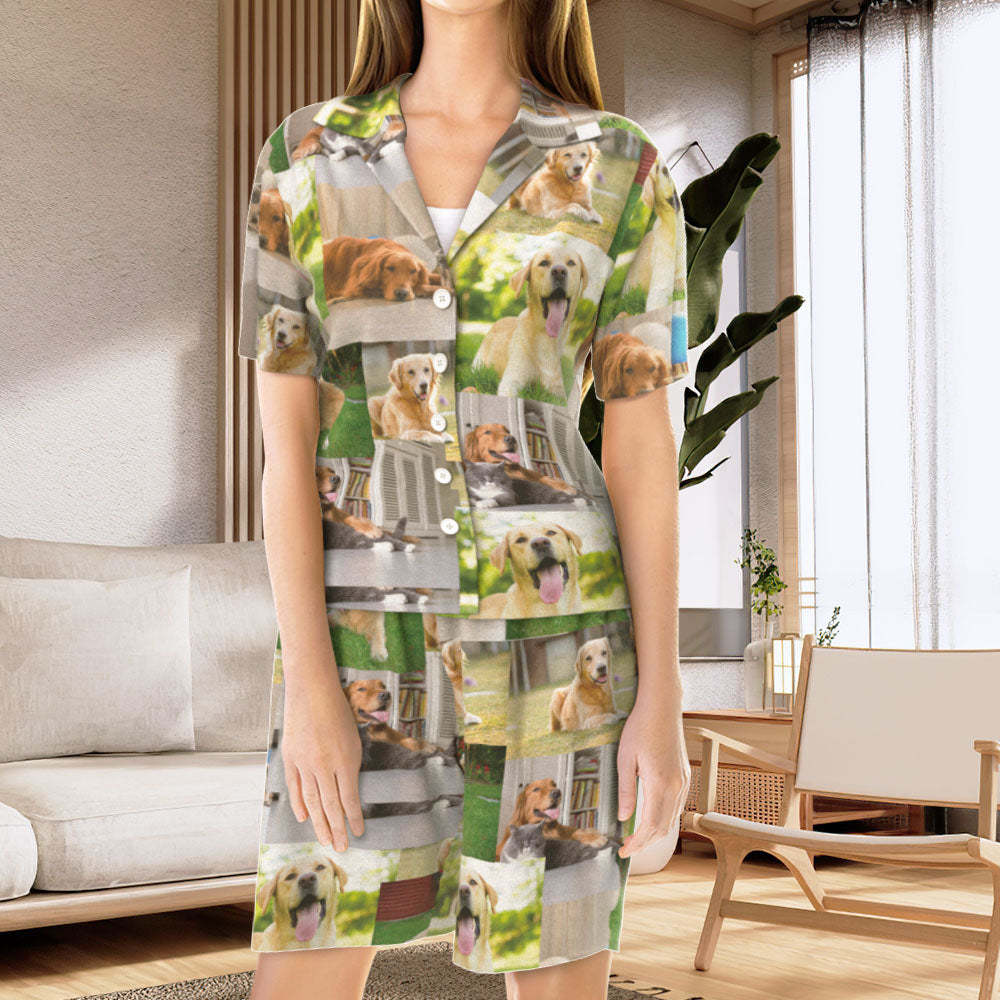 Custom Photo Pajamas Personalized Short Sleeve Pajamas with 5 Photos Summer Pajama Gifts - 