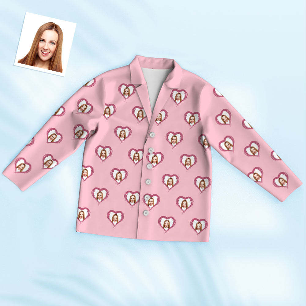 Custom Face Pajamas Personalized Photo Pink Pajama Set - 