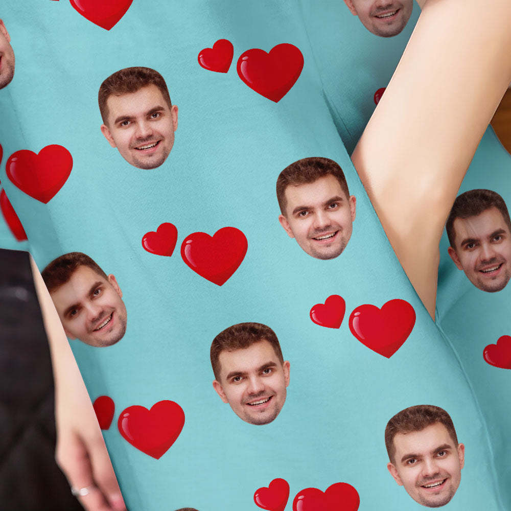 Custom Photo Face Nightdress Personalized Women's Oversized Nightshirt Heart Design Gifts - 