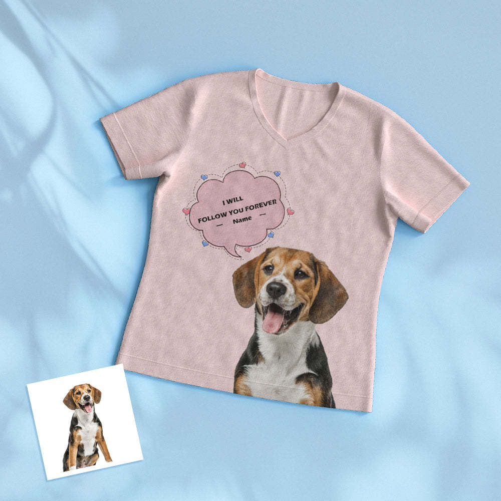 Custom Pet Photo Name Short Pajamas Personalized V-neck Dog Cat Lover Pajamas - 