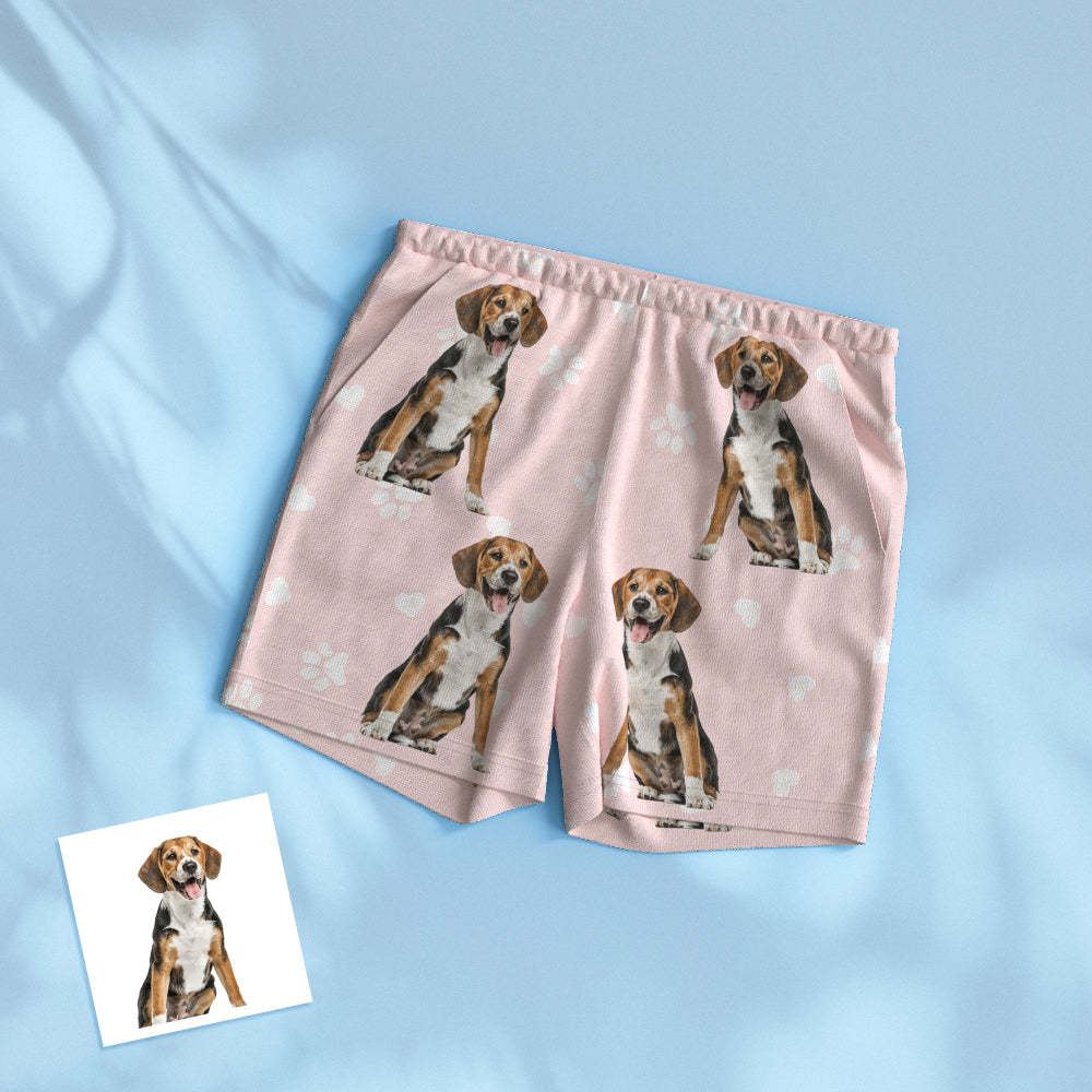Custom Pet Photo Name Short Pajamas Personalized V-neck Dog Cat Lover Pajamas - 