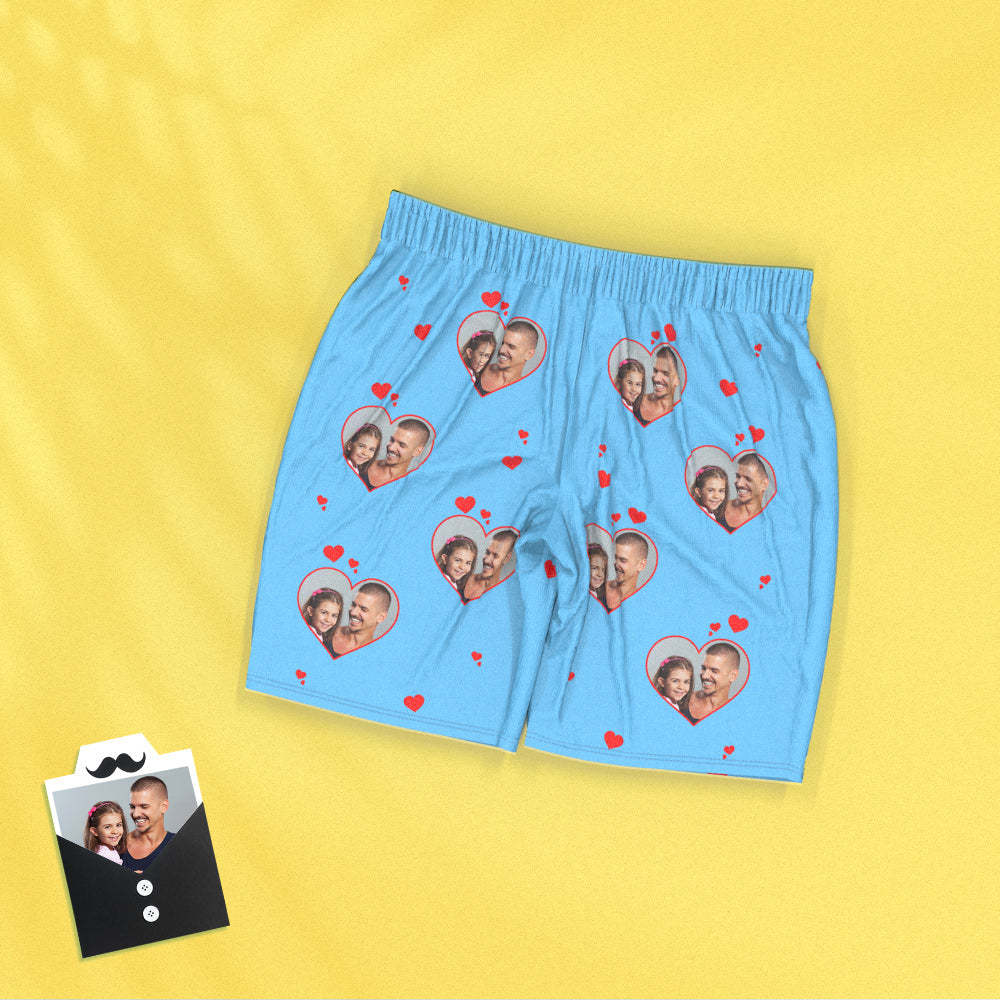 Custom Photo Short Sleeved Pajamas Personalized Photo Sleepwear Women Men Love Pajamas Father's Day Gifts - 