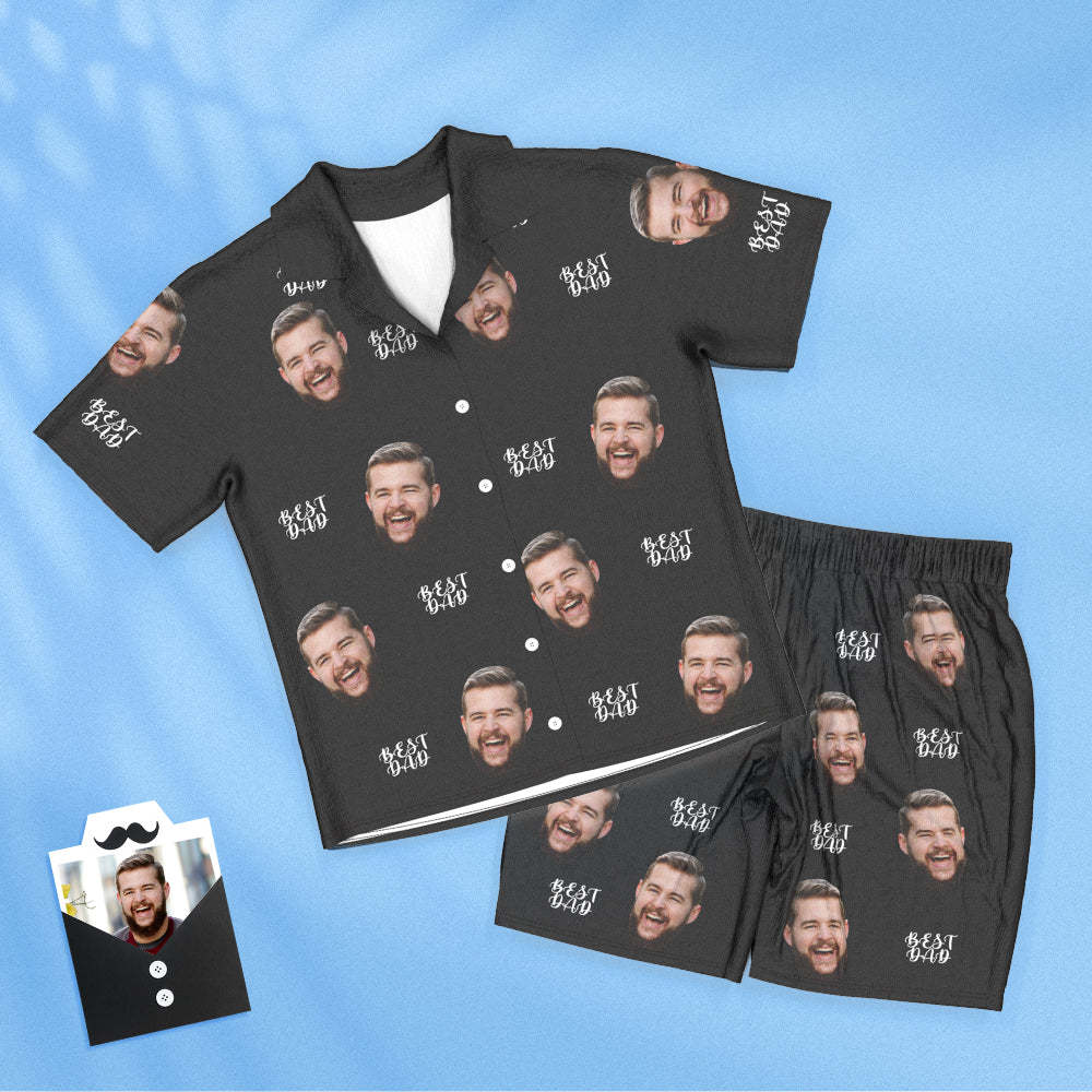 Custom Face Short Sleeved Pajamas Personalized Photo Sleepwear Women Men Pajamas Best Dad Father's Day Gifts - 