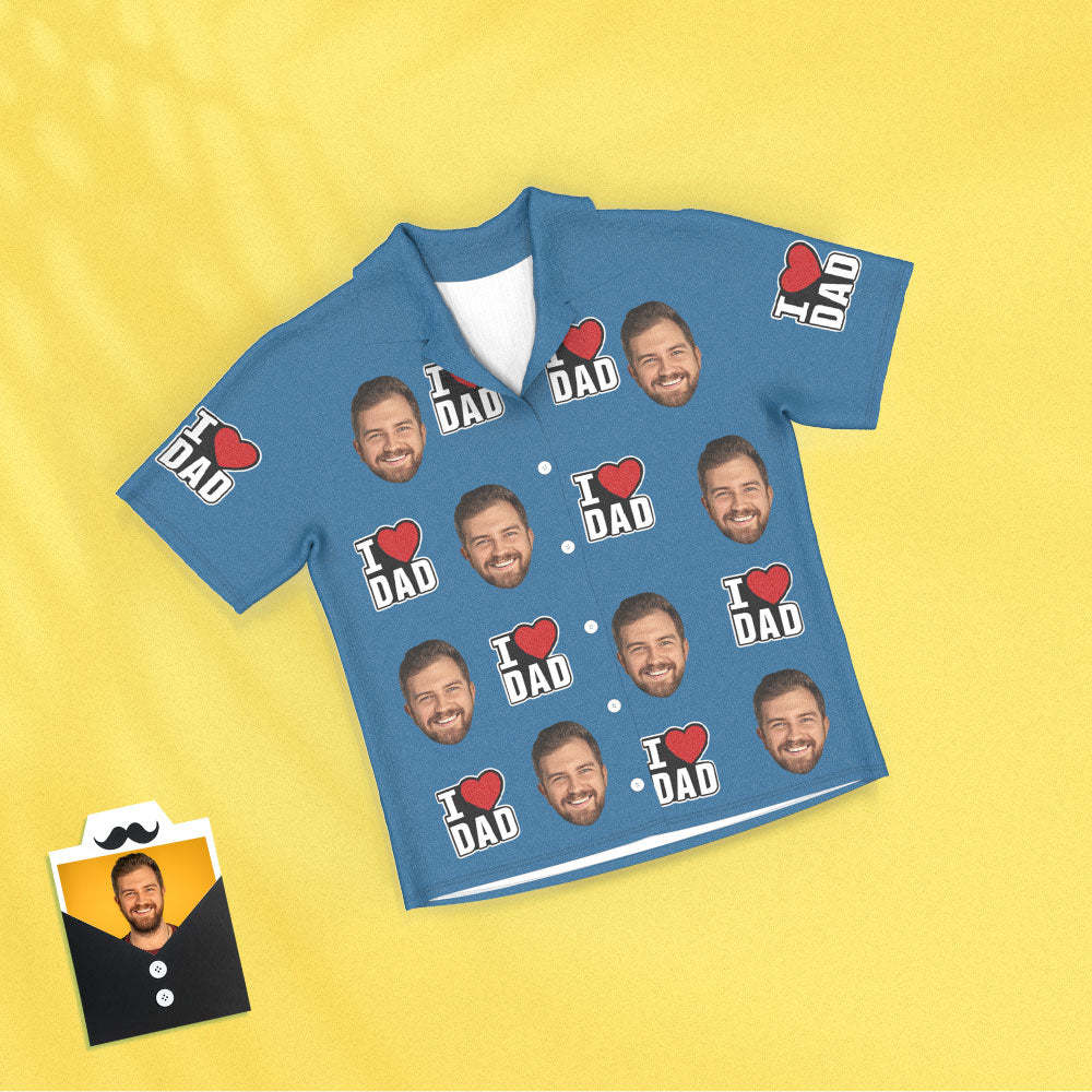 Custom Face Short Sleeved Pajamas Personalized Photo Sleepwear Women Men Pajamas I Love Dad Father's Day Gifts - 
