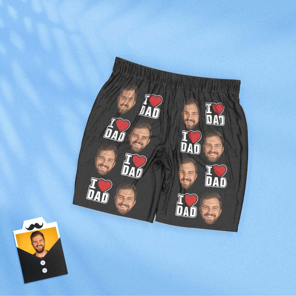 Custom Face Short Sleeved Pajamas Personalized Photo Sleepwear Women Men Pajamas I Love Dad Father's Day Gifts - 