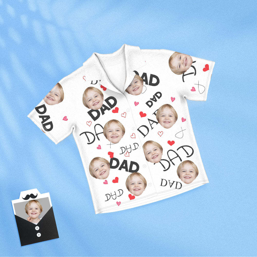 Custom Face Short Sleeved Pajamas Personalized Photo Sleepwear Women Men Pajamas Father's Day Gift For Dad - 