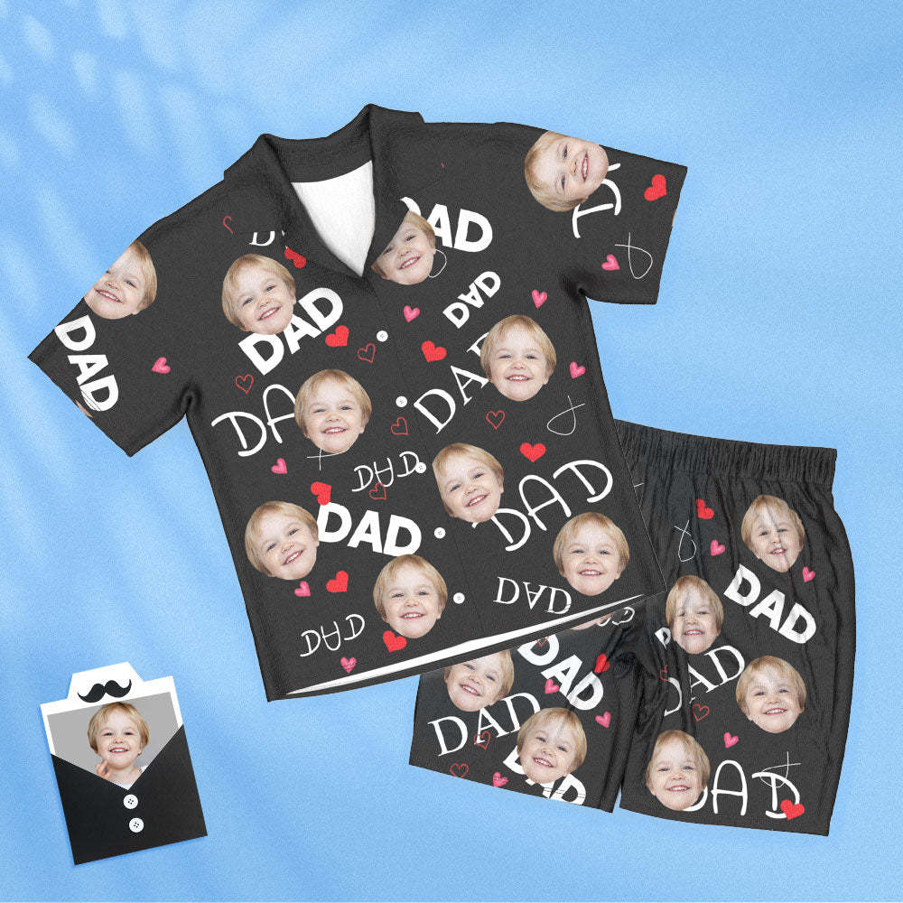 Custom Face Short Sleeved Pajamas Personalized Photo Sleepwear Women Men Pajamas Father's Day Gift For Dad - 