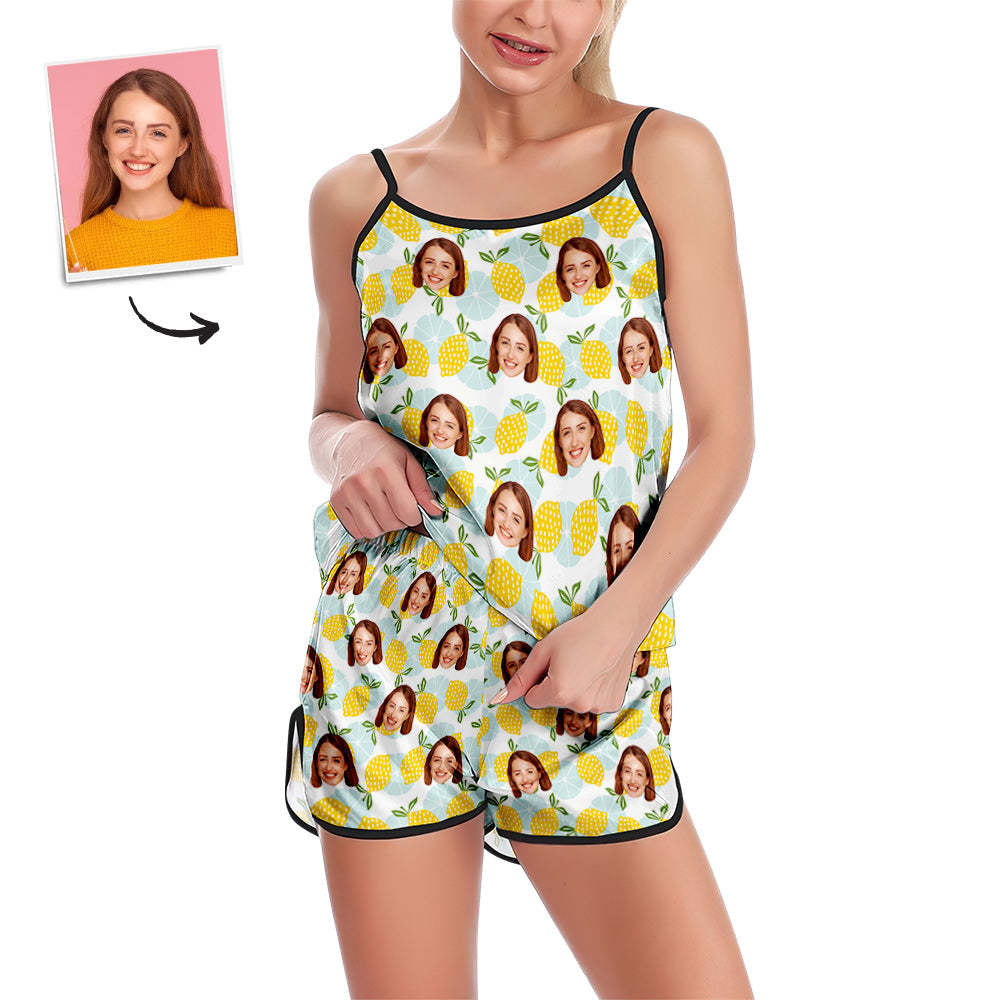 Custom Face Camisole Sleepwear Fresh Lemon Personalized Lingerie Set Summer Pajamas - 