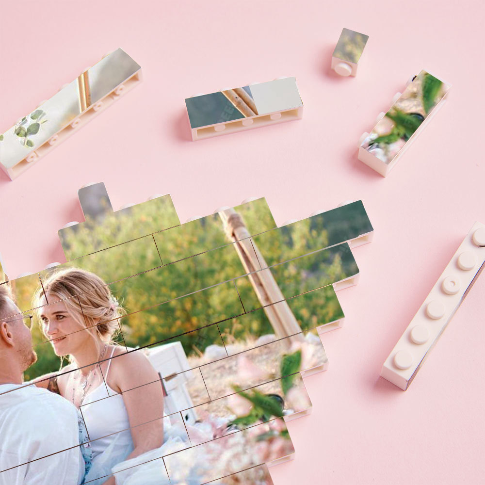 Custom Photo Building Brick Personalised Block Heart Shaped Gifts for Wedding Anniversary
