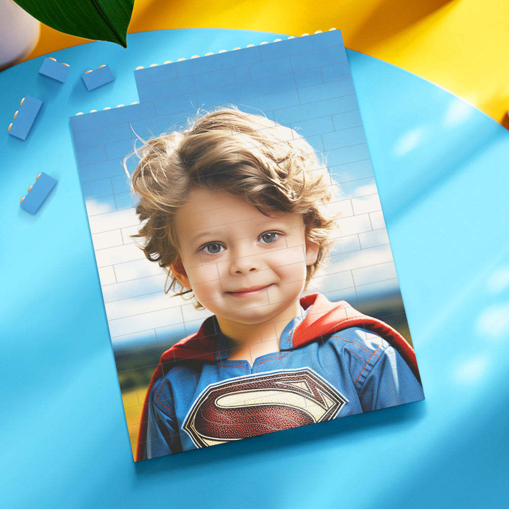 Personalized Brick Rectangle Building Photo Block Custom Face Superman Plaque - myphotowallet