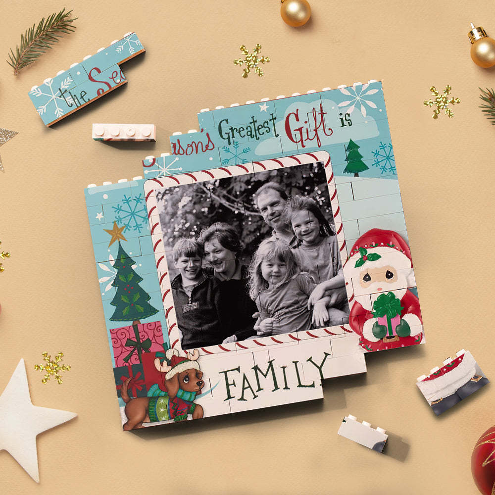Custom Building Block Puzzle Square Family Photo Brick Retro Style Christmas Gifts - Myphotowallet