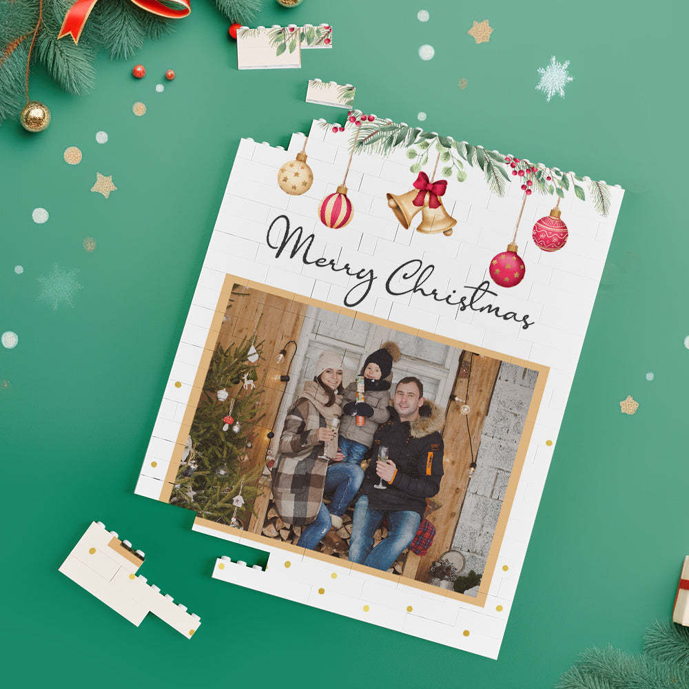 Custom Building Block Puzzle Vertical Building Photo Bricks Merry Christmas - Myphotowallet