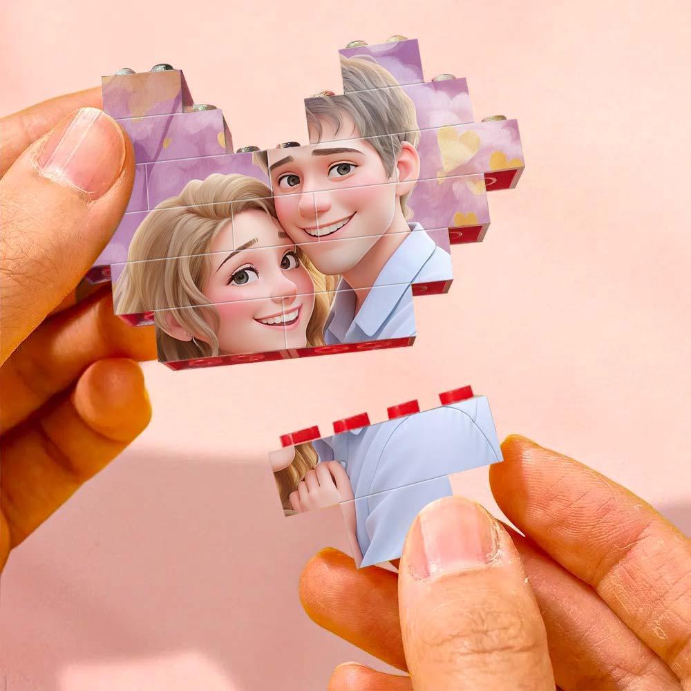 Custom building blocks cartoon couple photo blocks personalized building blocks puzzle gift for couples