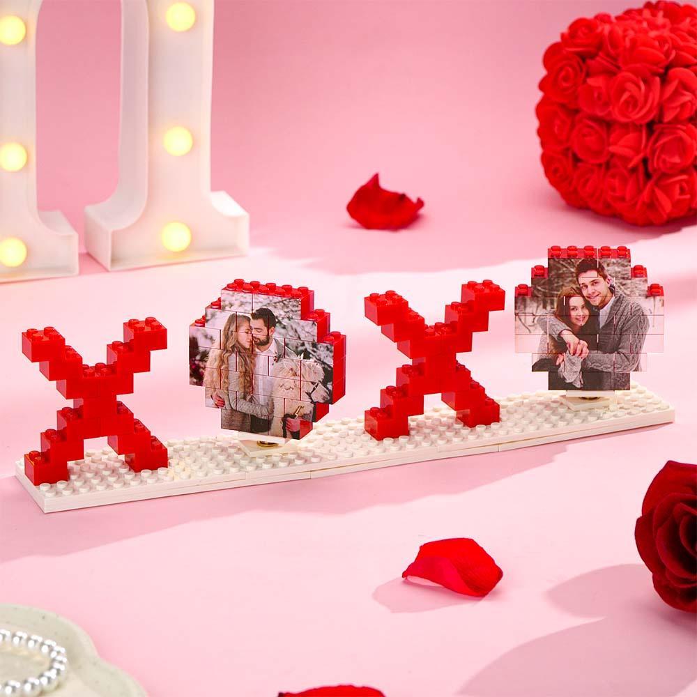 Valentine's Day Gifts Custom Building Brick Photo Block Personalized XOXO Brick Puzzles - myphotowallet