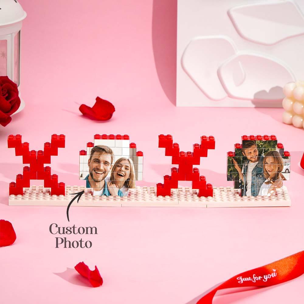 Valentine's Day Gifts Custom Building Brick Photo Block Personalized XOXO Brick Puzzles - myphotowallet