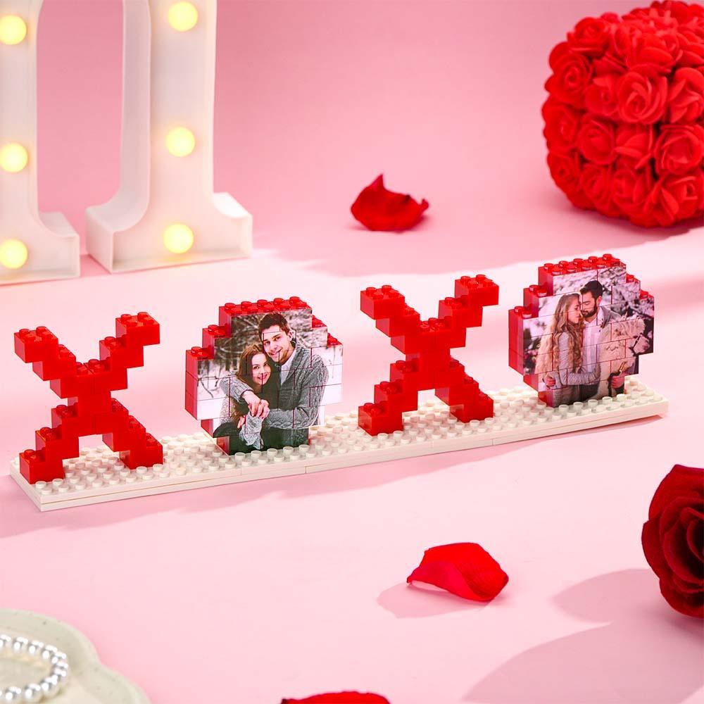 Valentine's Day Gifts Custom Building Brick Photo Block Personalized XOXO Brick Puzzles - myphotowallet