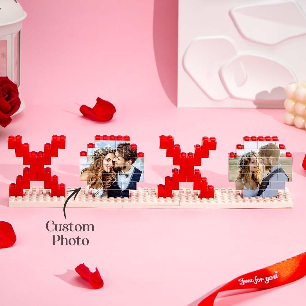 Valentine's Day Gifts Custom Building Brick Photo Block Personalized XOXO Brick Puzzles - myphotowallet