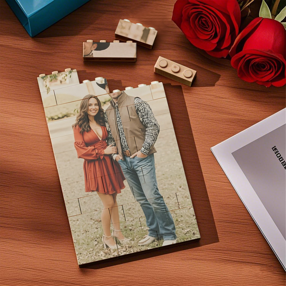 Personalized Brick Rectangle Building Photo Block Music Code Custom Text Frame Valentine's Day Gifts