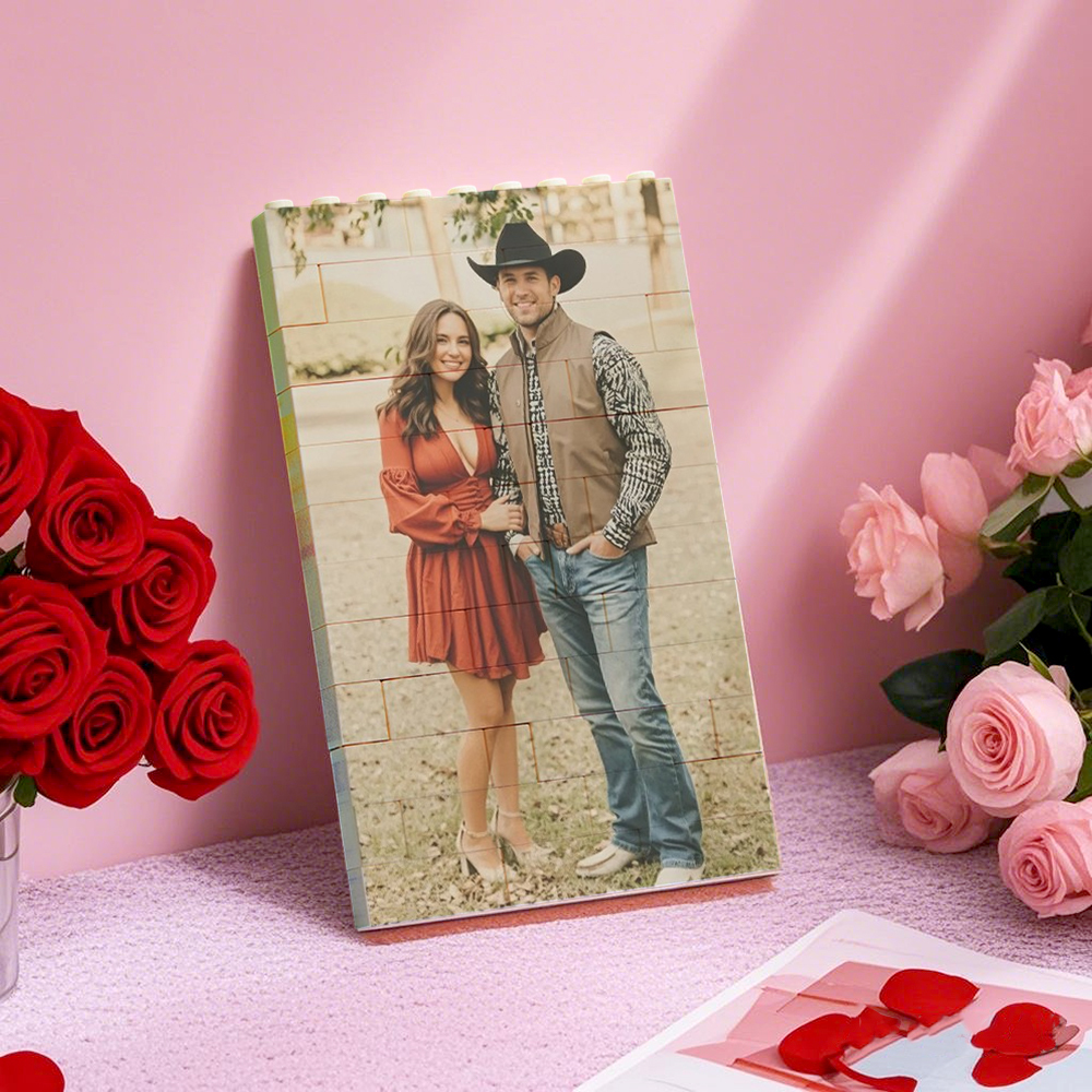 Personalized Brick Rectangle Building Photo Block Music Code Custom Text Frame Valentine's Day Gifts