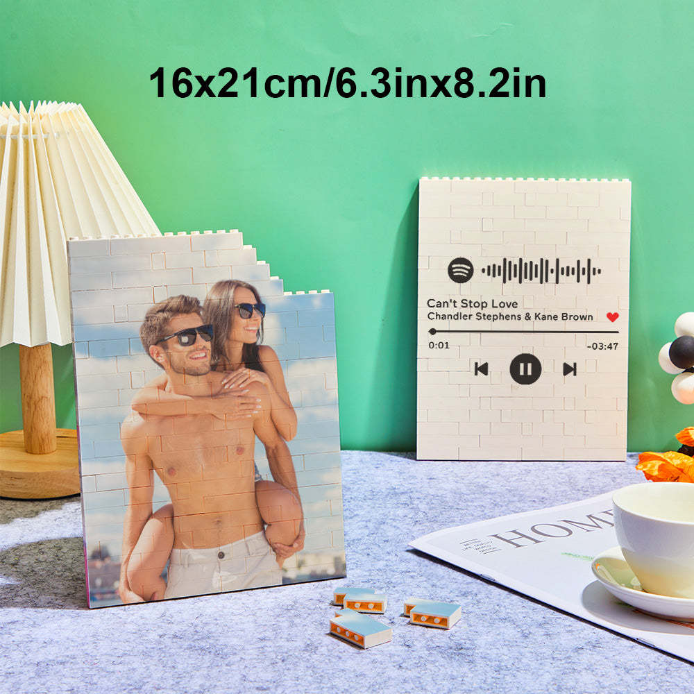 Custom Photo Building Brick Personalized Music Code Block Heart Shaped Photo Block Gifts for Her