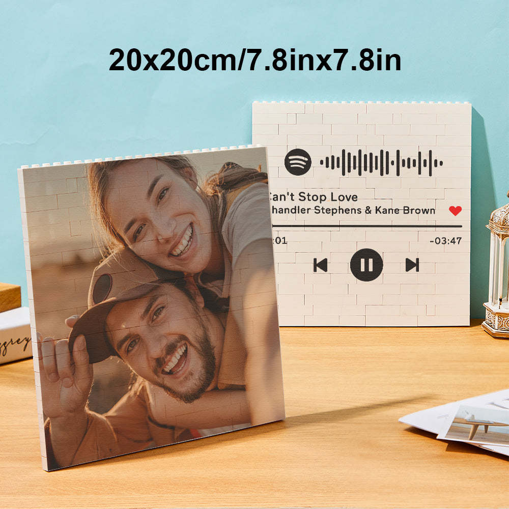 Custom Photo Building Brick Personalized Music Code Block Heart Shaped Photo Block Gifts for Her