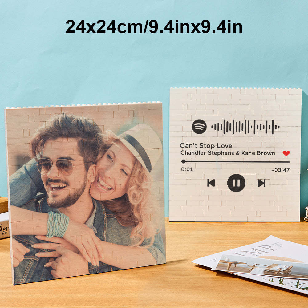 Custom Photo Building Brick Personalized Music Code Block Heart Shaped Photo Block Gifts for Her