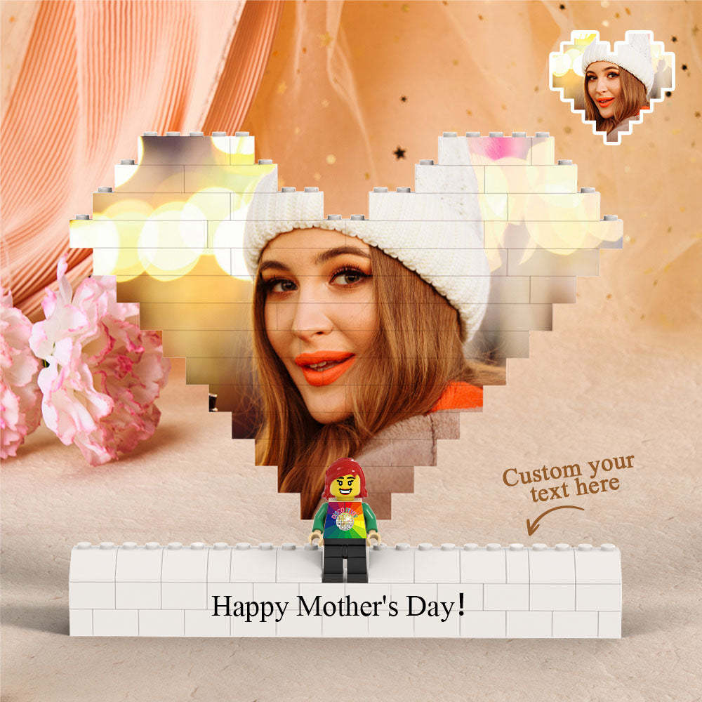 Custom Heart Shaped Photo Building Block Set Figures Building Kits
