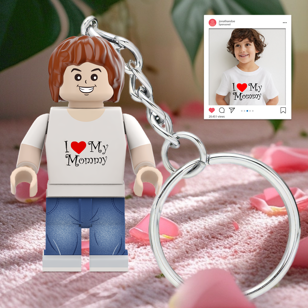 Creative Mother's Day Key Chain Gift Full Body Custom Minifigs Keychain Personalized Photo MiniFigs Keychain
