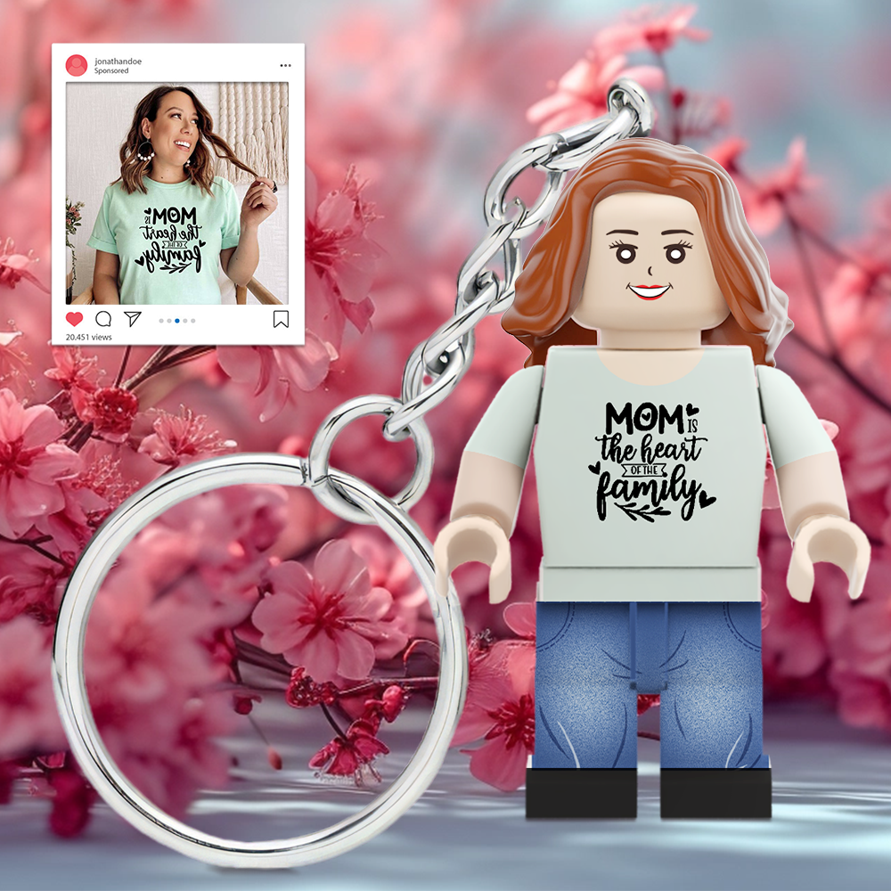Minifigs Keychain Gift For Mother's Day Mommy Key Chain Gift Full Body Custom Minifigs Keychain Personalized Photo MiniFigs Keychain Gift For Mom